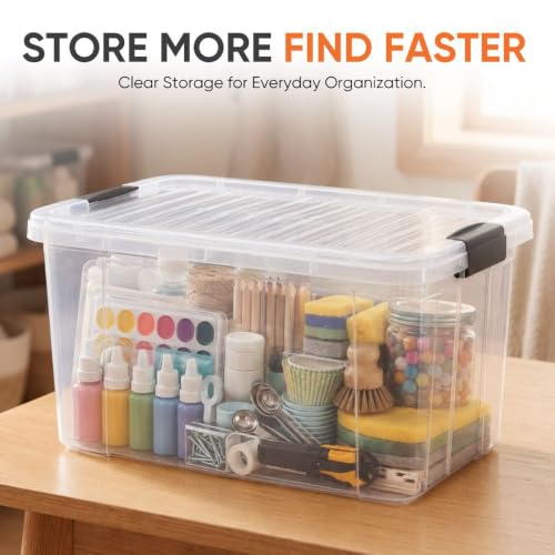 14.7 Quart Clear Plastic Storage Boxes with Lids