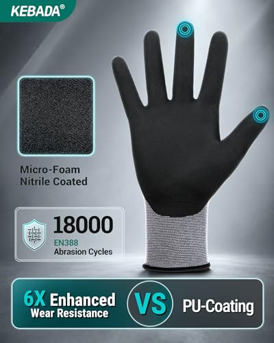 W2 Touchscreen Safety Work Gloves for Men & Women (6 Count)