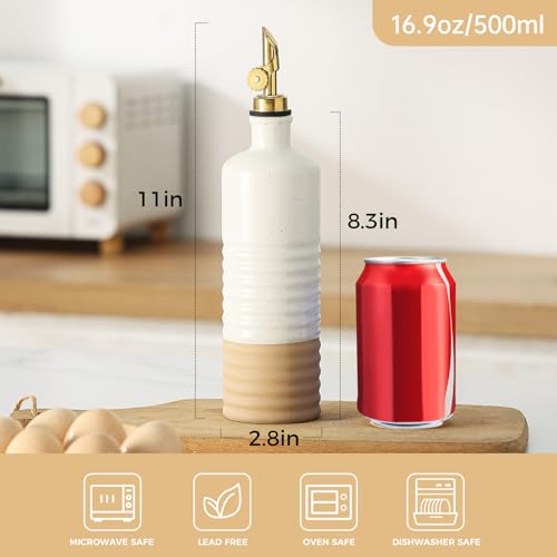 Ceramic Olive Oil Dispenser Bottle 16.9 oz with Pour Spout