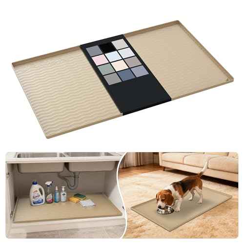 Waterproof Silicone Under Sink Mat 37'' x 22'' Shelf Liner for Kitchen and Bathroom