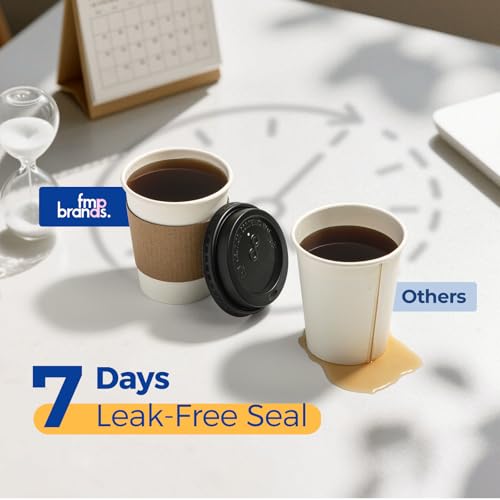 50 Pack 8 oz Disposable Coffee Cups with Lids (50 Count)