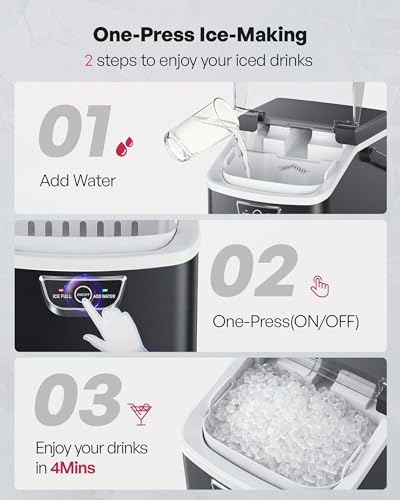 EUHOMY Nugget Ice Maker Countertop with Handle