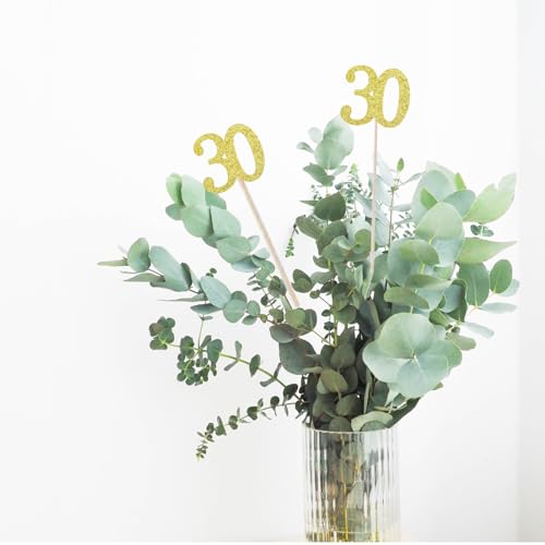 10Pcs Gold 30th Birthday & Anniversary Centerpiece Sticks (10 Count)