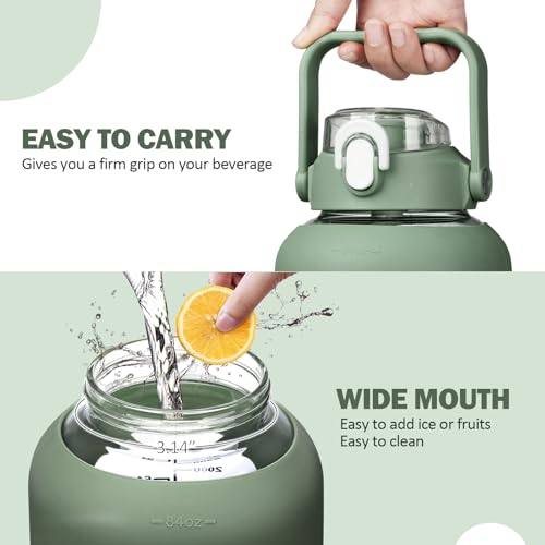 84oz Glass Water Bottle with Straw