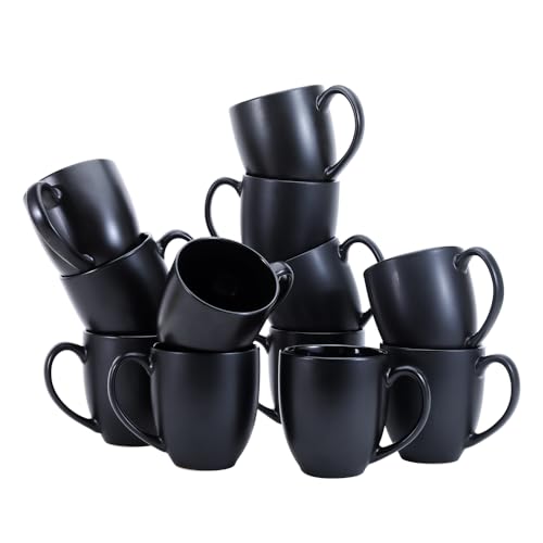 12 Pack Matte Black Ceramic Coffee Mug (12 Count)