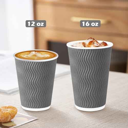 500 Pack 12 oz Coffee Cups Disposable Insulated Paper Cup Gray (500 Count)