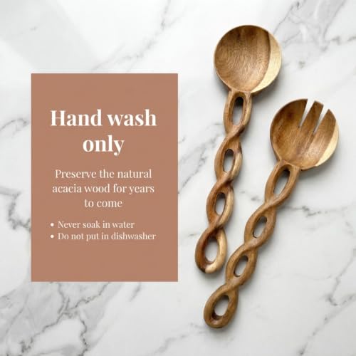 13 Inch Acacia Wood Salad Servers
