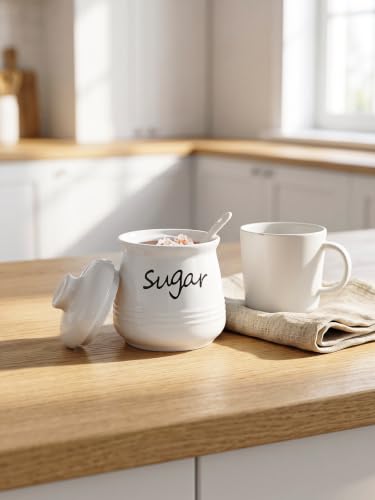 12oz Ceramic Sugar Bowl with Lid and Spoon