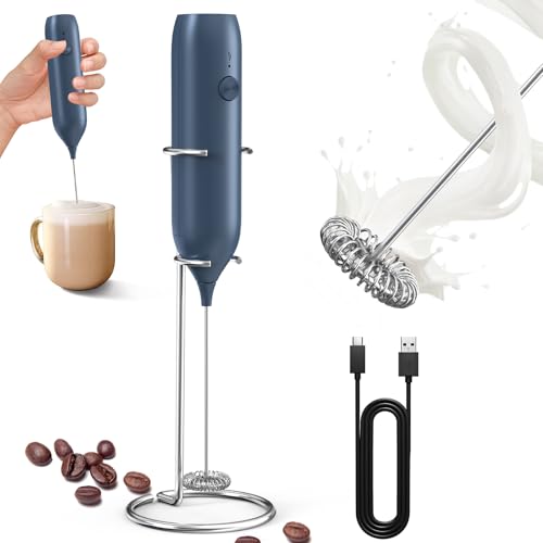 Rechargeable Milk Frother Handheld with Stand