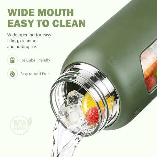 24 oz Glass Water Bottle with Straw and 2 Lids
