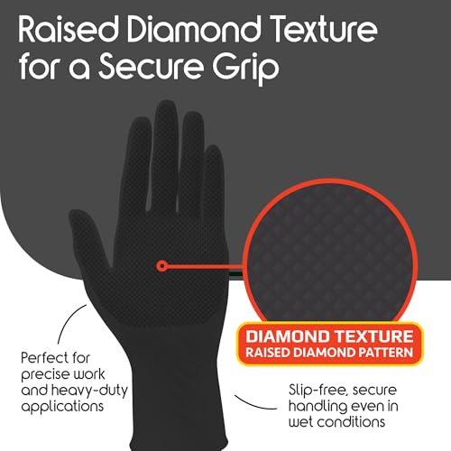 8 Mil HEAVY DUTY Stretch Nitrile Black Gloves Disposable Latex Free (1000 Count)