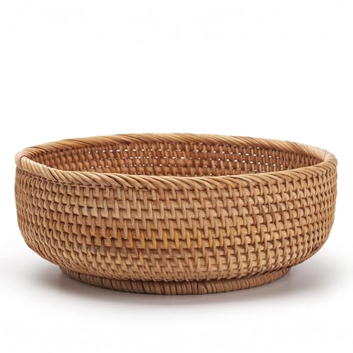 10.6" Large Round Rattan Bread Fruit Basket