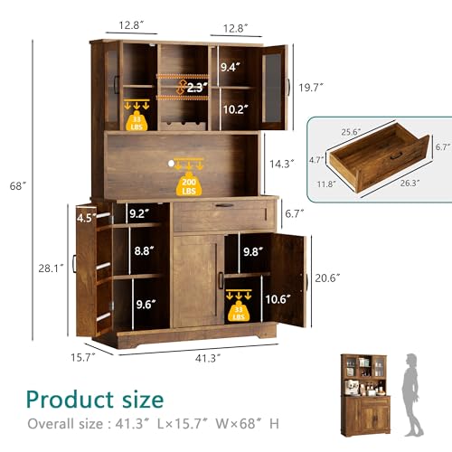 Farmhouse Tall Pantry Cabinet with Acrylic Doors