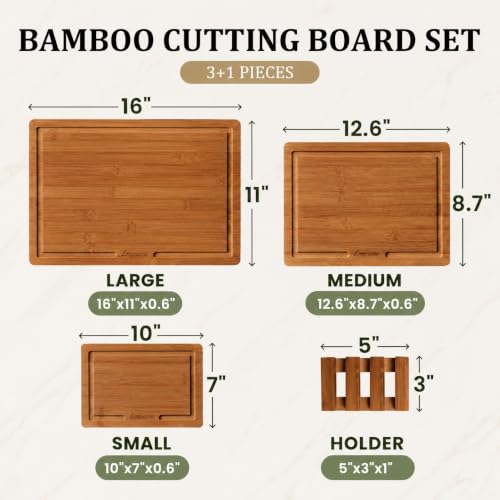 Bamboo Cutting Boards for Kitchen (3 Count)