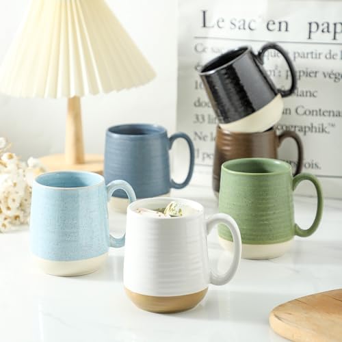 Coffee Cups 15 oz Coffee Mugs Ceramic with Handles Set of 6