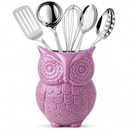 Purple Owl Utensil Holder