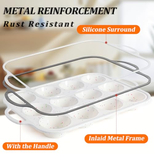 Silicone Muffin Pan for Baking with Metal Reinforced Frame