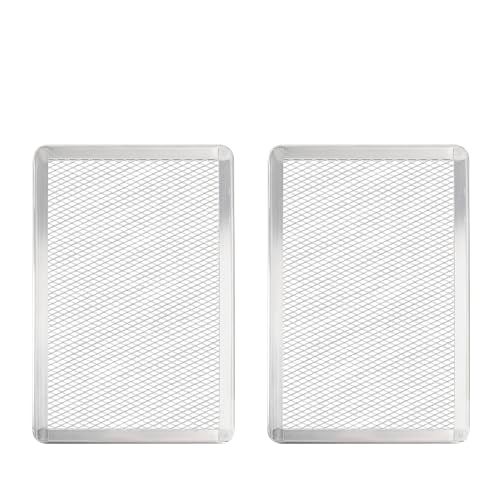 Pizza Screen 8 x 12 Inch 2 Pack Rectangular Aluminum Pizza Pan Restaurant (2 Count)