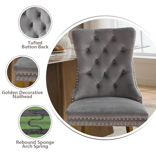 Grey Velvet Dining Chairs Set of 6 (6 Count)