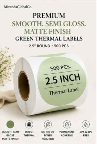 2.5 inch Green Round Thermal Sticker Roll