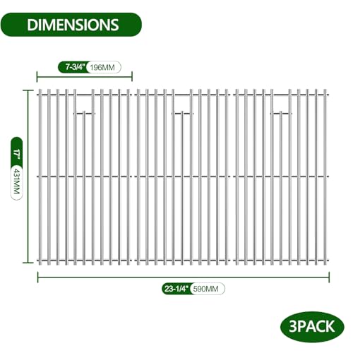 17" Stainless Steel Cooking Grates for Charbroil Commercial Infrared 3 Burner 463355220 463242516 463242515 466242615 463243016