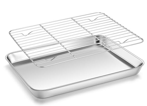 10x12 Inch Stainless Steel Quarter Sheet Pan with Wire Cooling Rack