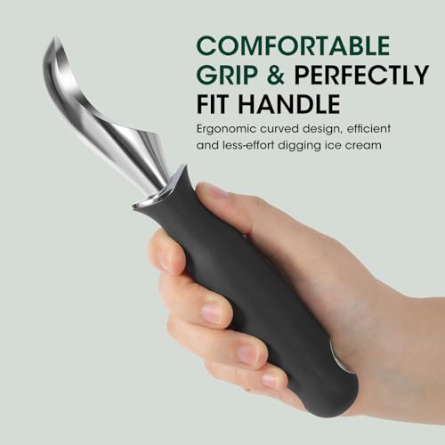 Premium Heavy Duty Ice Cream Scoop with Ergonomic Grip Handle