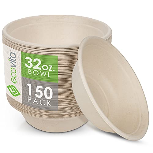 100% Compostable Paper Bowls [32 oz.] (150 Count)