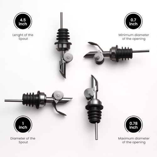 Pack of 4 Premium Liquor Pour Spout Made of Stainless Steel with Automatic Anti (4 Count)