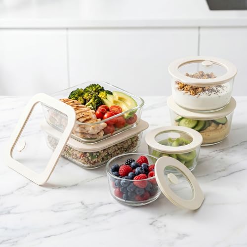 Glass Food Container Set with Glass Lid (3 Count)