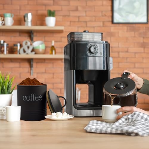 Enamelware Black Coffee Canister; Modern Farmhouse Style Coffee Storage for Kitchen