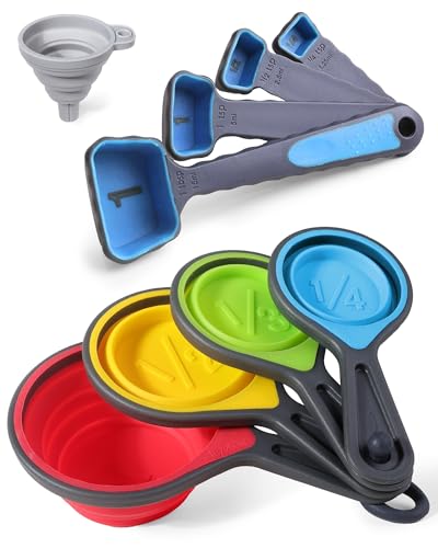 Collapsible Measuring Cups and Spoons Set with Funnel