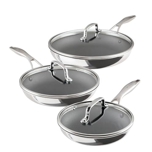 C1 Series Clad Stainless Steel with ScratchDefense Technology Cookware Nonstick Induction Frying Pans