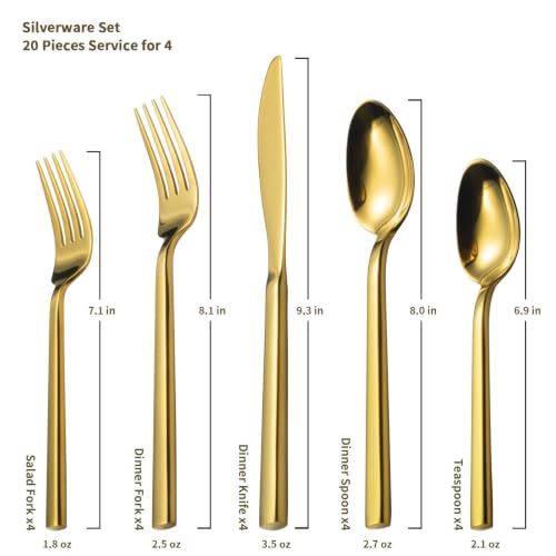 Cube Gold 20 Piece Flatware Set (17.49 Count)
