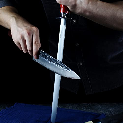 Sharpening Steel Knife Sharpener Rod Flat 12 IN Honing Steel for Knife