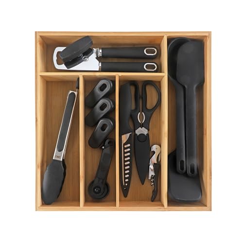 Bamboo Kitchen Utensil Set with Drawer Organizer