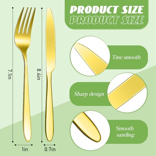 50 Pieces Stainless Steel Forks Silverware Set Dinner Forks and Knives Flatware Tableware Cutlery Set for Kitchen Restaurant (50 Count)