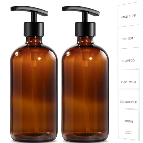 Amber Glass Soap Dispenser (2 Count)