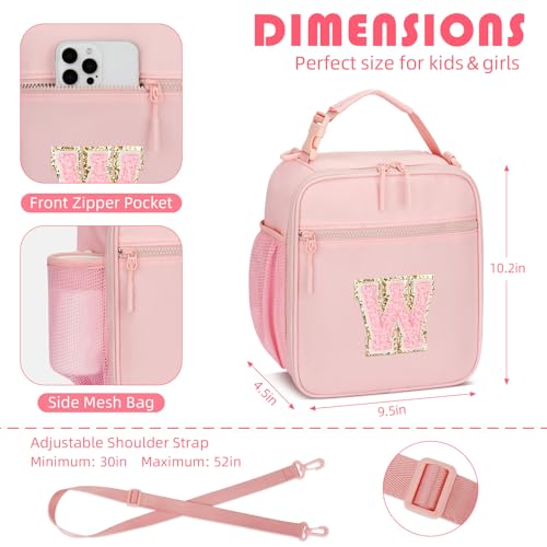 Lunch Box Kids Large Initial Insulated Lunch Bag for Girls