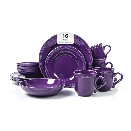 HomeVSS 16 PC Pearl Dots Stoneware Dinnerware Set
