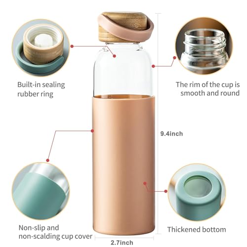 21oz Borosilicate Glass Water Bottle with Non