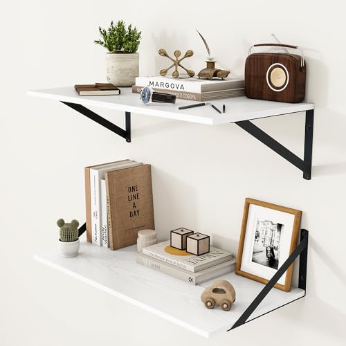 24W x 12D Deep Floating Shelves Set of 2 White