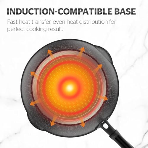 12 Inch Non Stick Deep Frying Pan with Double Pour Spouts
