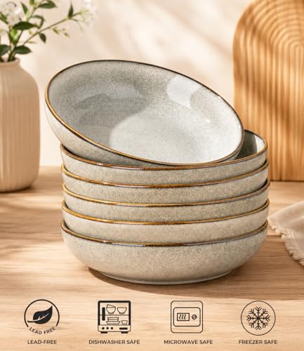 8.5’’ Ceramic Pasta Bowls Set of 6 (6 Count)
