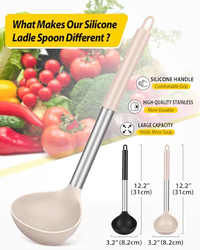 Silicone Soup Ladle Spoon Kitchen Utensils (2 Count)