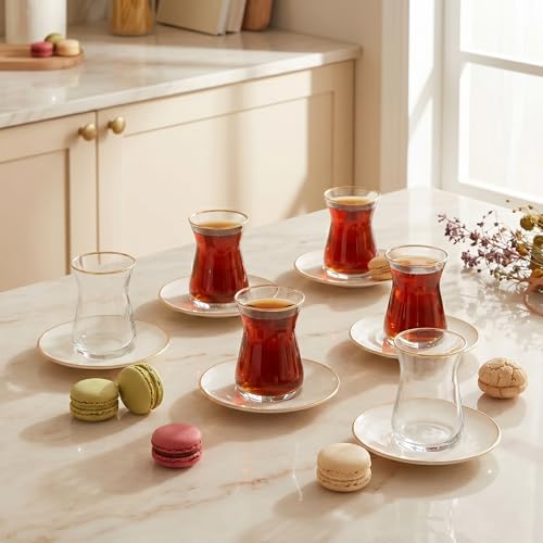 Retro Beige 6 Person Tea Set (6 Count)