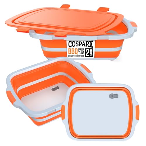 2 Pack XL Collapsible BBQ Prep Tub with Built (2 Count)