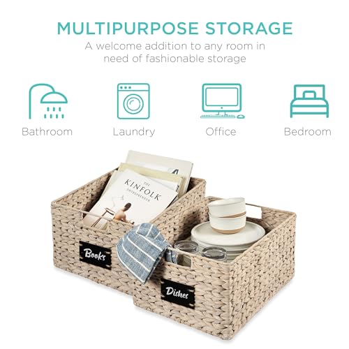 Pantry Baskets Set of 2 16x12in Water Hyacinth Storage Baskets (2 Count)