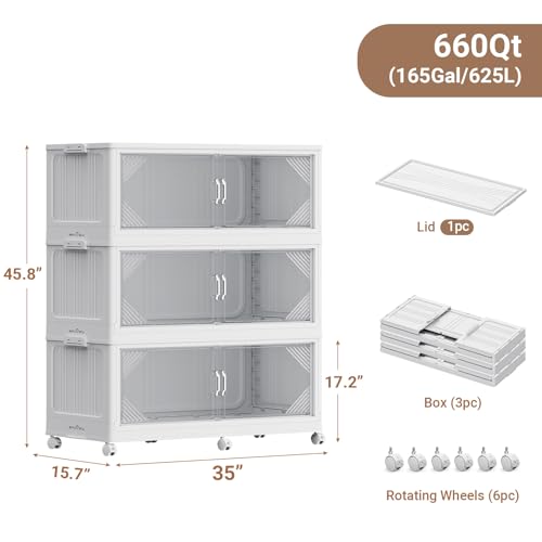 V60 660QT Plastic Stackable Storage Bins with Lid (3 Count)