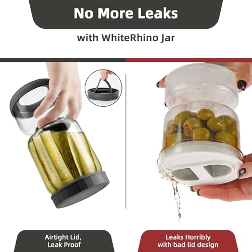 Glass Pickle Jar with Strainer Flip (46 Fl Oz)